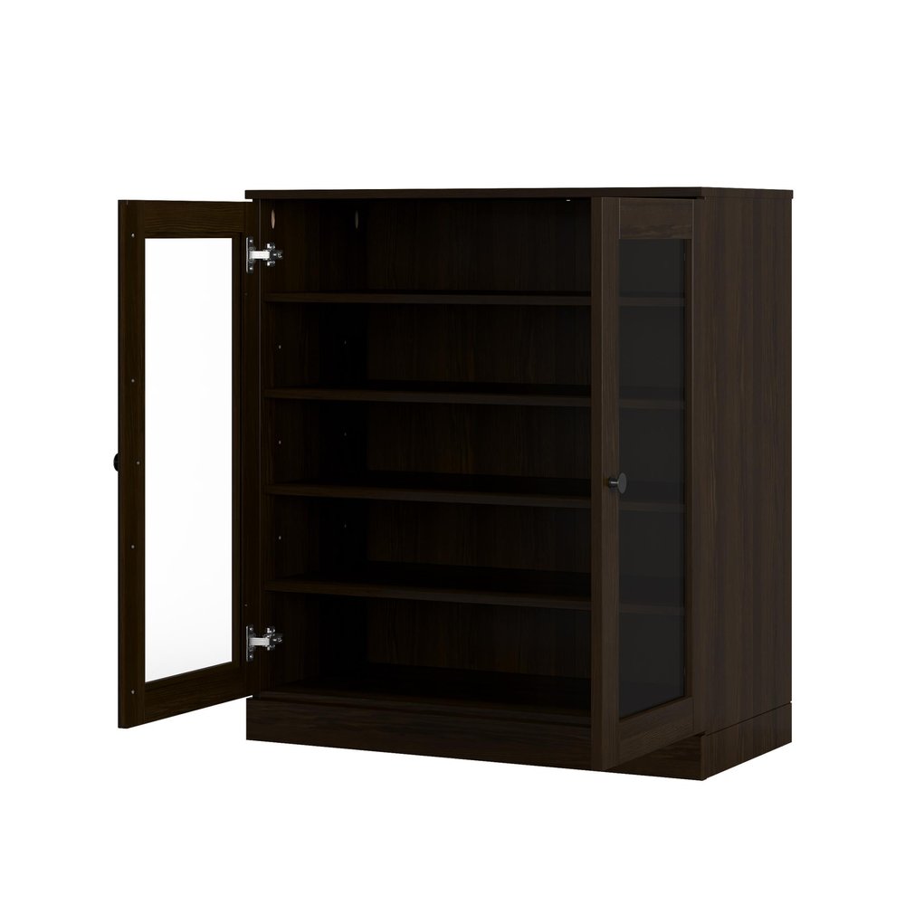 Espresso Twenty Pair Solid WoodShoe Storage Cabinet