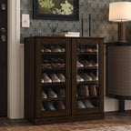 Espresso Twenty Pair Solid WoodShoe Storage Cabinet