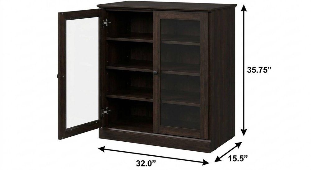 Espresso Twenty Pair Solid WoodShoe Storage Cabinet