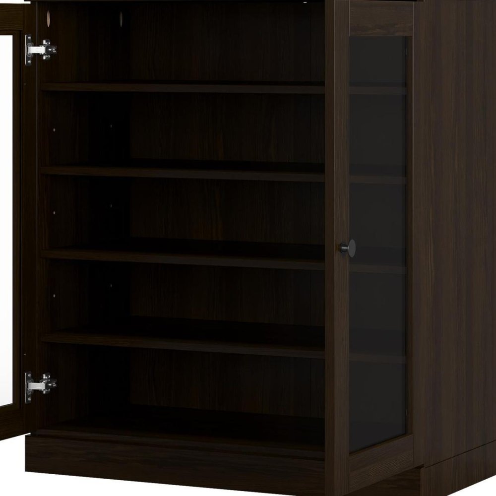 Espresso Twenty Pair Solid WoodShoe Storage Cabinet