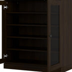 Espresso Twenty Pair Solid WoodShoe Storage Cabinet