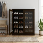 Espresso Twenty Pair Solid WoodShoe Storage Cabinet