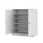 White Twenty Pair Solid WoodShoe Storage Cabinet