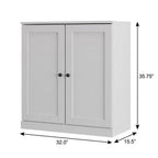 White Twenty Pair Solid WoodShoe Storage Cabinet