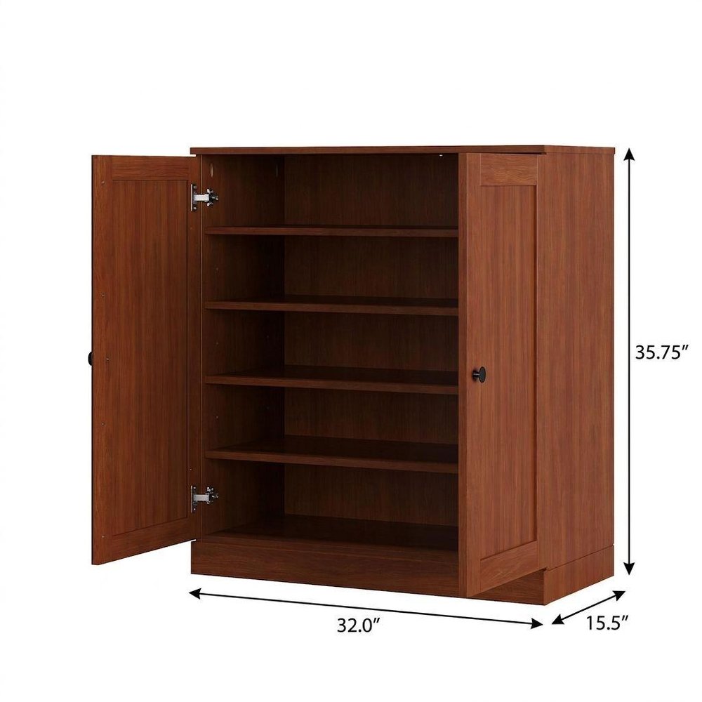 Coffee Twenty Pair Solid WoodShoe Storage Cabinet