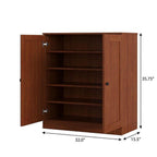 Coffee Twenty Pair Solid WoodShoe Storage Cabinet