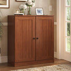 Coffee Twenty Pair Solid WoodShoe Storage Cabinet