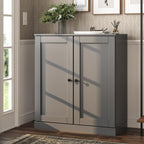 Gray Twenty Pair Solid WoodShoe Storage Cabinet