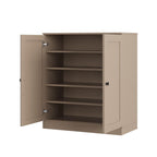 Beige Twenty Pair Solid WoodShoe Storage Cabinet