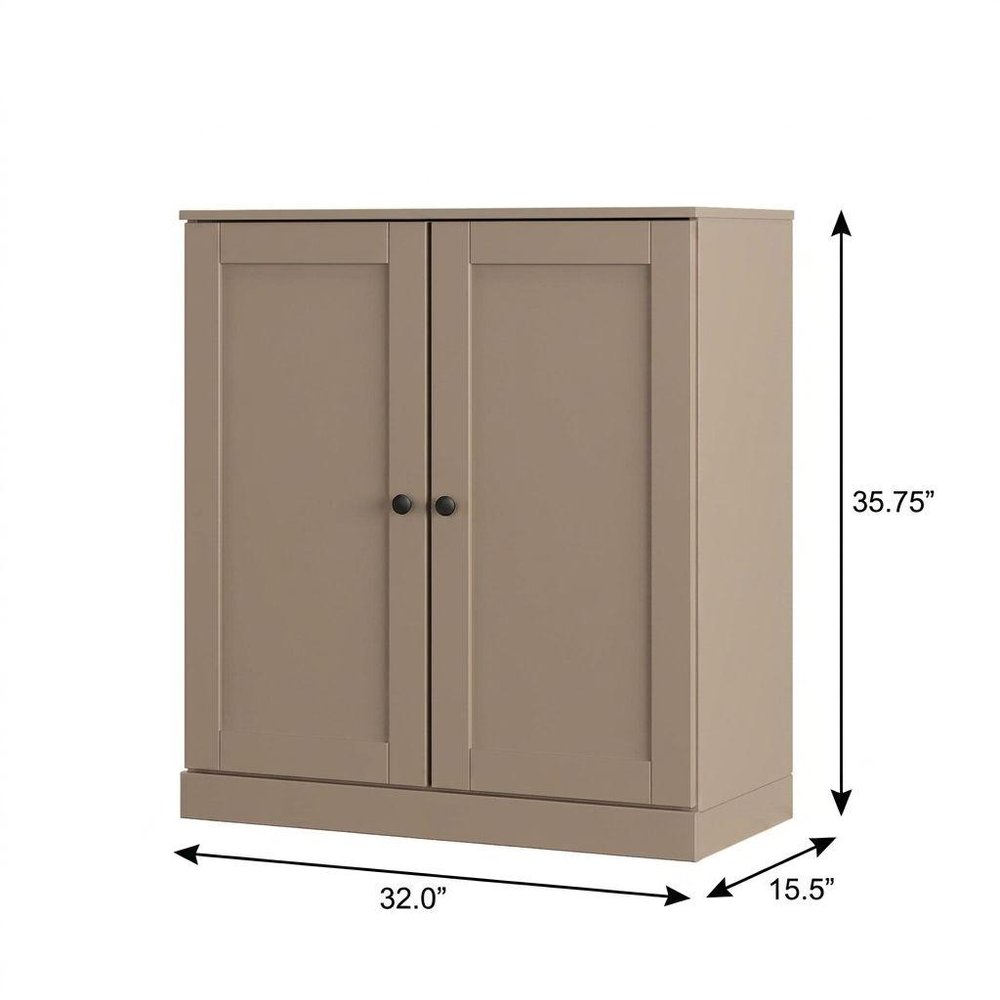 Beige Twenty Pair Solid WoodShoe Storage Cabinet