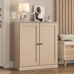 Beige Twenty Pair Solid WoodShoe Storage Cabinet