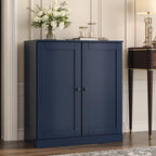 Navy Blue Twenty Pair Solid WoodShoe Storage Cabinet