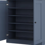 French Blue Twenty Pair Solid WoodShoe Storage Cabinet