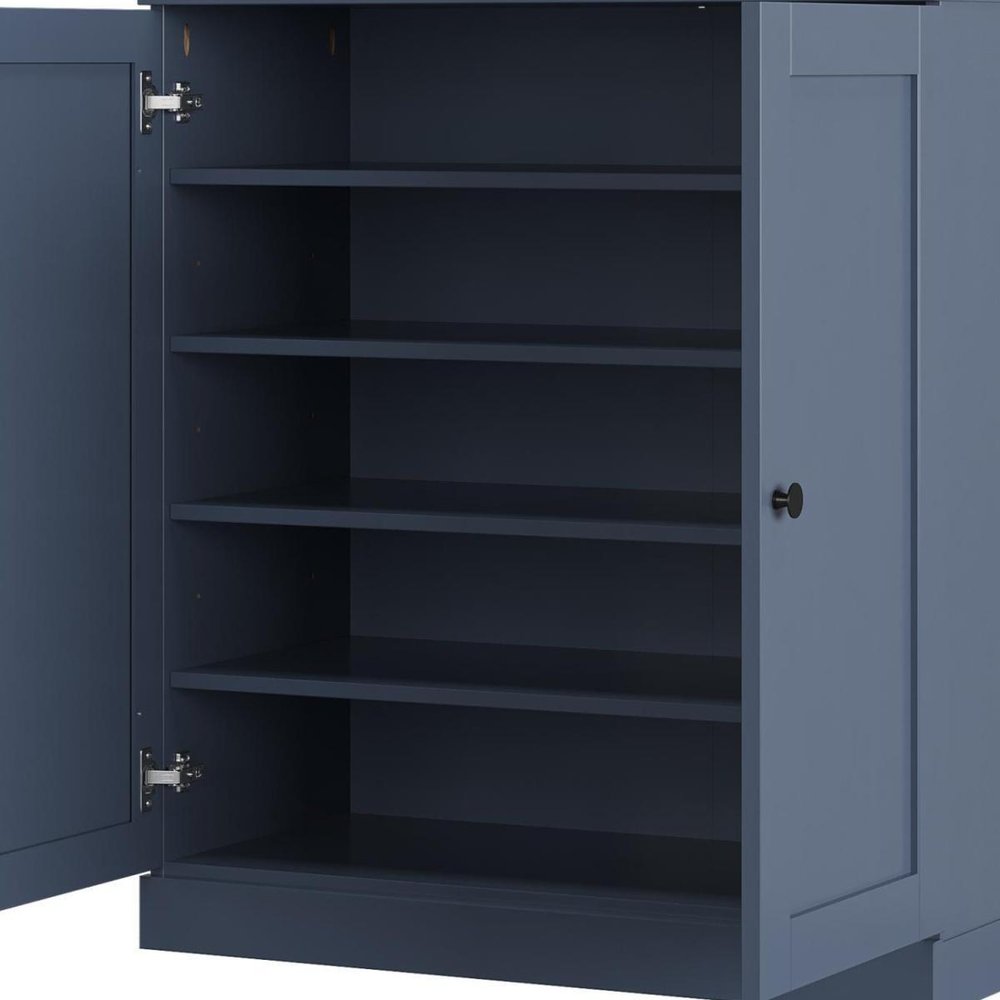 French Blue Twenty Pair Solid WoodShoe Storage Cabinet