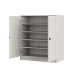 Off White Twenty Pair Solid WoodShoe Storage Cabinet