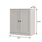 Off White Twenty Pair Solid WoodShoe Storage Cabinet