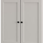 Off White Twenty Pair Solid WoodShoe Storage Cabinet