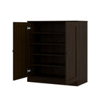 Espresso Twenty Pair Solid WoodShoe Storage Cabinet
