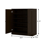 Espresso Twenty Pair Solid WoodShoe Storage Cabinet