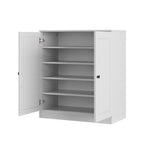 White Twenty Pair Solid WoodShoe Storage Cabinet