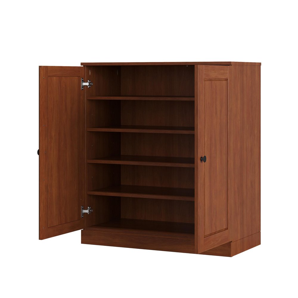 Coffee Twenty Pair Solid WoodShoe Storage Cabinet