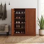 Coffee Twenty Pair Solid WoodShoe Storage Cabinet