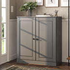 Gray Twenty Pair Solid WoodShoe Storage Cabinet