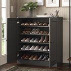 Gray Twenty Pair Solid WoodShoe Storage Cabinet