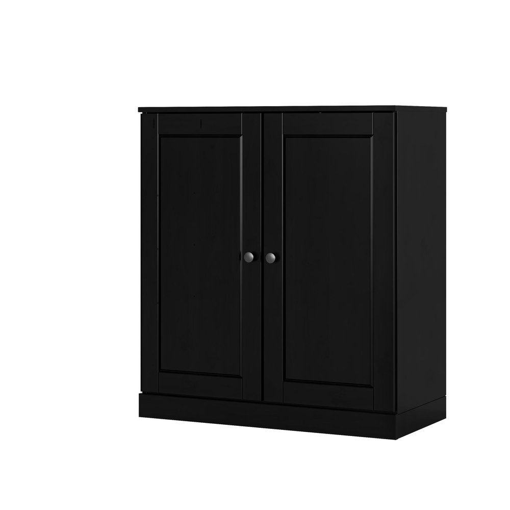 Black Twenty Pair Solid WoodShoe Storage Cabinet