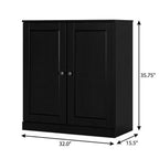 Black Twenty Pair Solid WoodShoe Storage Cabinet