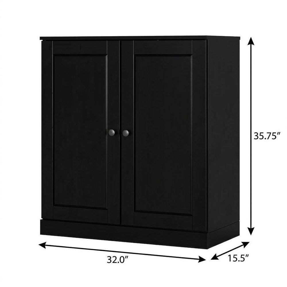 Black Twenty Pair Solid WoodShoe Storage Cabinet