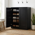 Black Twenty Pair Solid WoodShoe Storage Cabinet