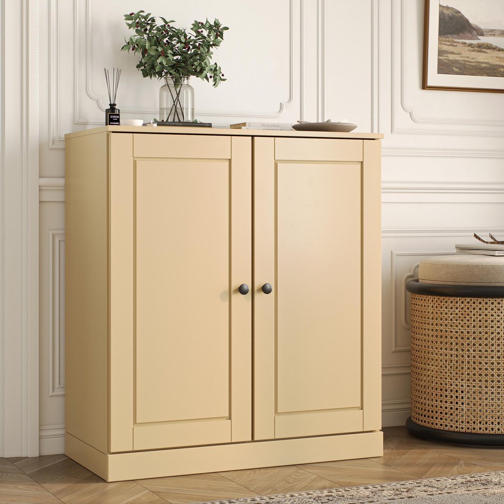 Yellow Twenty Pair Solid WoodShoe Storage Cabinet