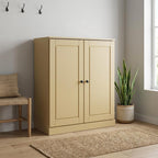 Yellow Twenty Pair Solid WoodShoe Storage Cabinet