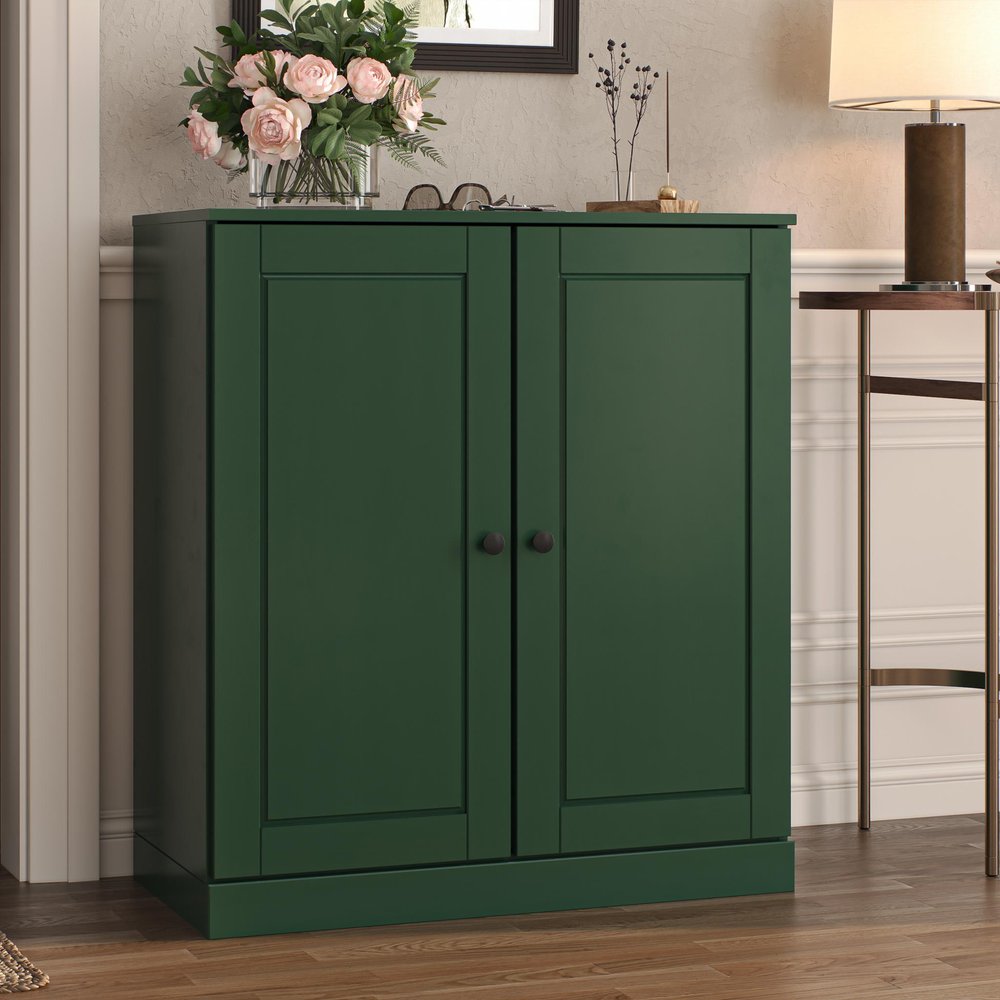 Green Twenty Pair Solid WoodShoe Storage Cabinet