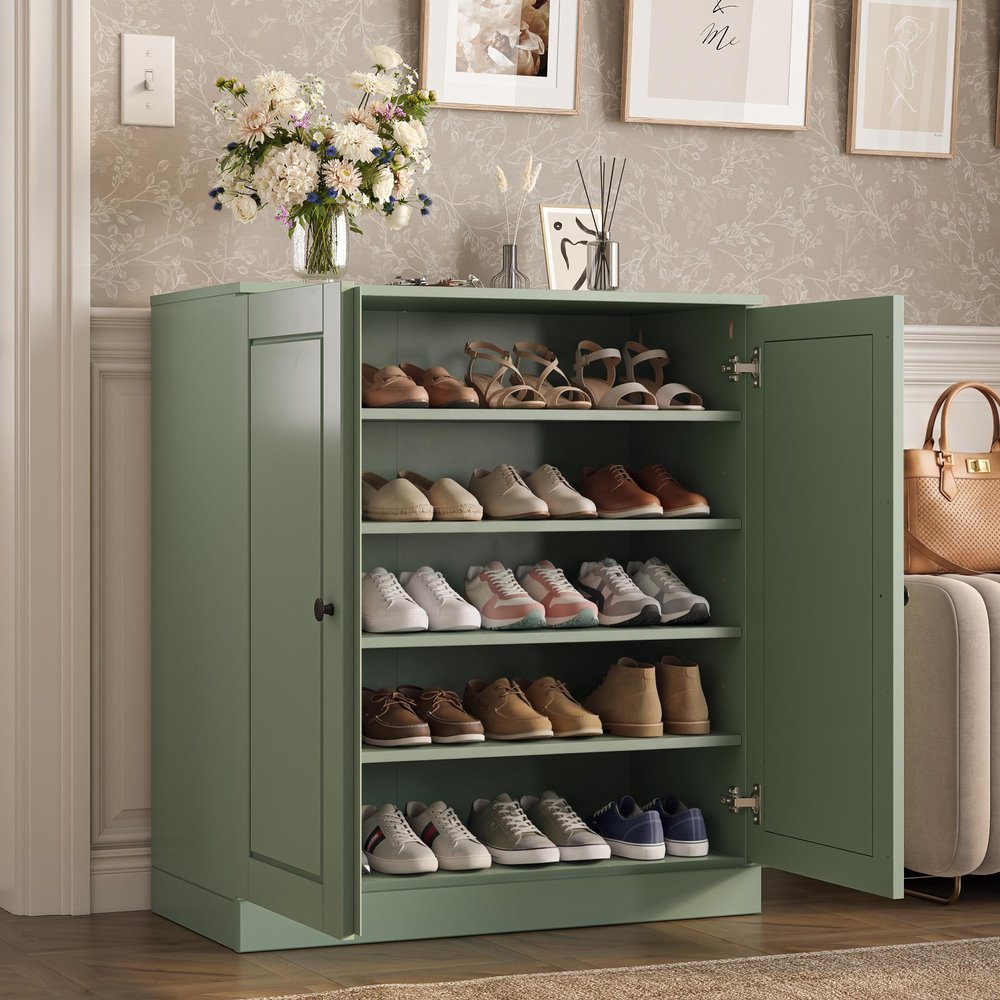 Sage Twenty Pair Solid WoodShoe Storage Cabinet