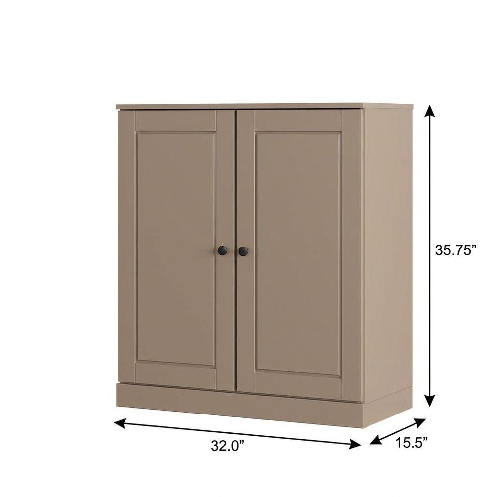 Beige Twenty Pair Solid WoodShoe Storage Cabinet