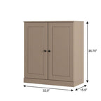 Beige Twenty Pair Solid WoodShoe Storage Cabinet