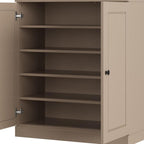 Beige Twenty Pair Solid WoodShoe Storage Cabinet