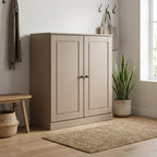 Beige Twenty Pair Solid WoodShoe Storage Cabinet