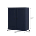 Navy Blue Twenty Pair Solid WoodShoe Storage Cabinet