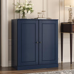 Navy Blue Twenty Pair Solid WoodShoe Storage Cabinet