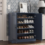 French Blue Twenty Pair Solid WoodShoe Storage Cabinet