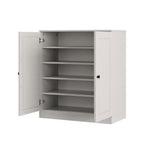 Off White Twenty Pair Solid WoodShoe Storage Cabinet