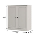 Off White Twenty Pair Solid WoodShoe Storage Cabinet