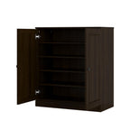Espresso Twenty Pair Solid WoodShoe Storage Cabinet