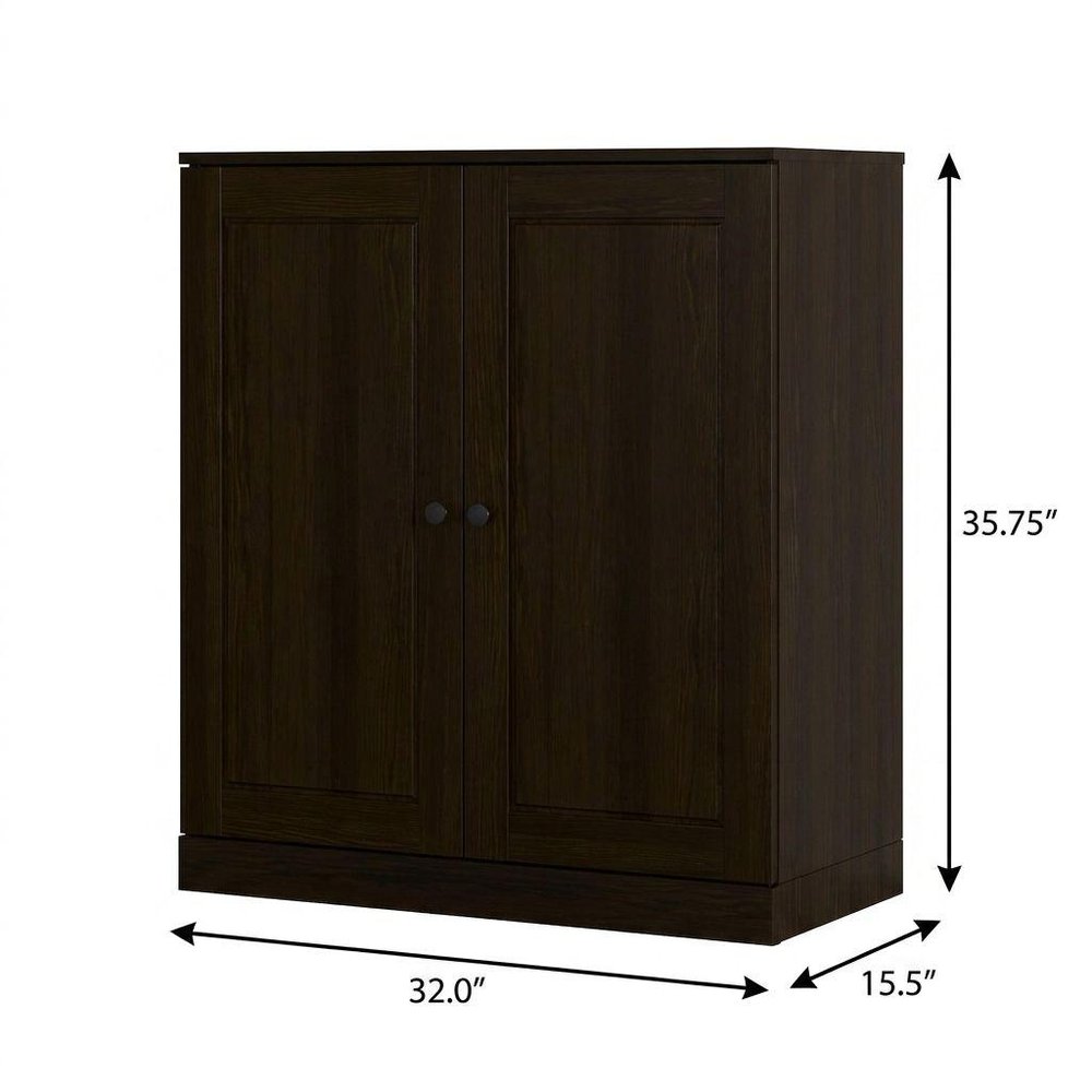 Espresso Twenty Pair Solid WoodShoe Storage Cabinet
