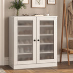 White Twenty Pair Solid WoodShoe Storage Cabinet