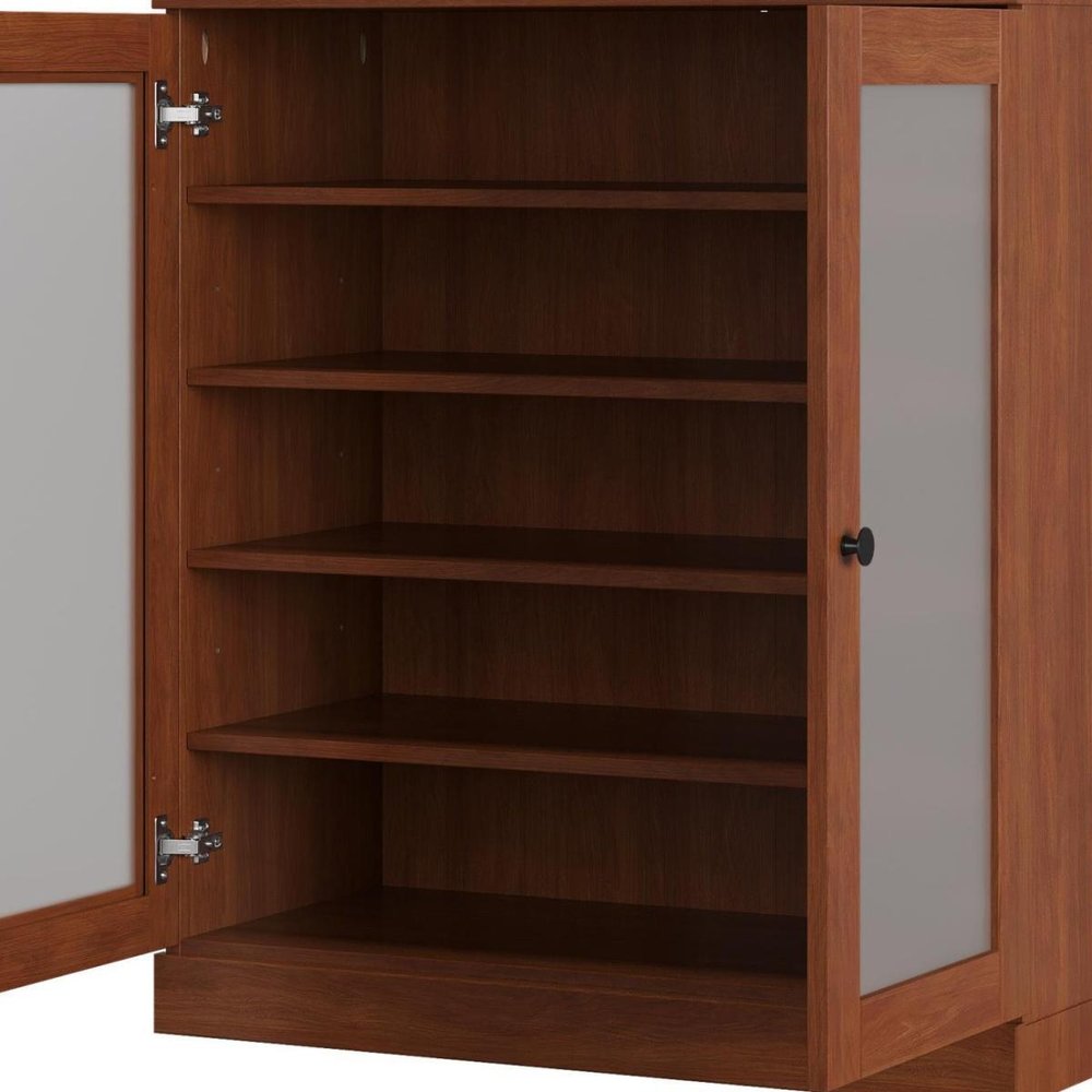 Coffee Twenty Pair Solid WoodShoe Storage Cabinet