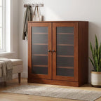 Coffee Twenty Pair Solid WoodShoe Storage Cabinet